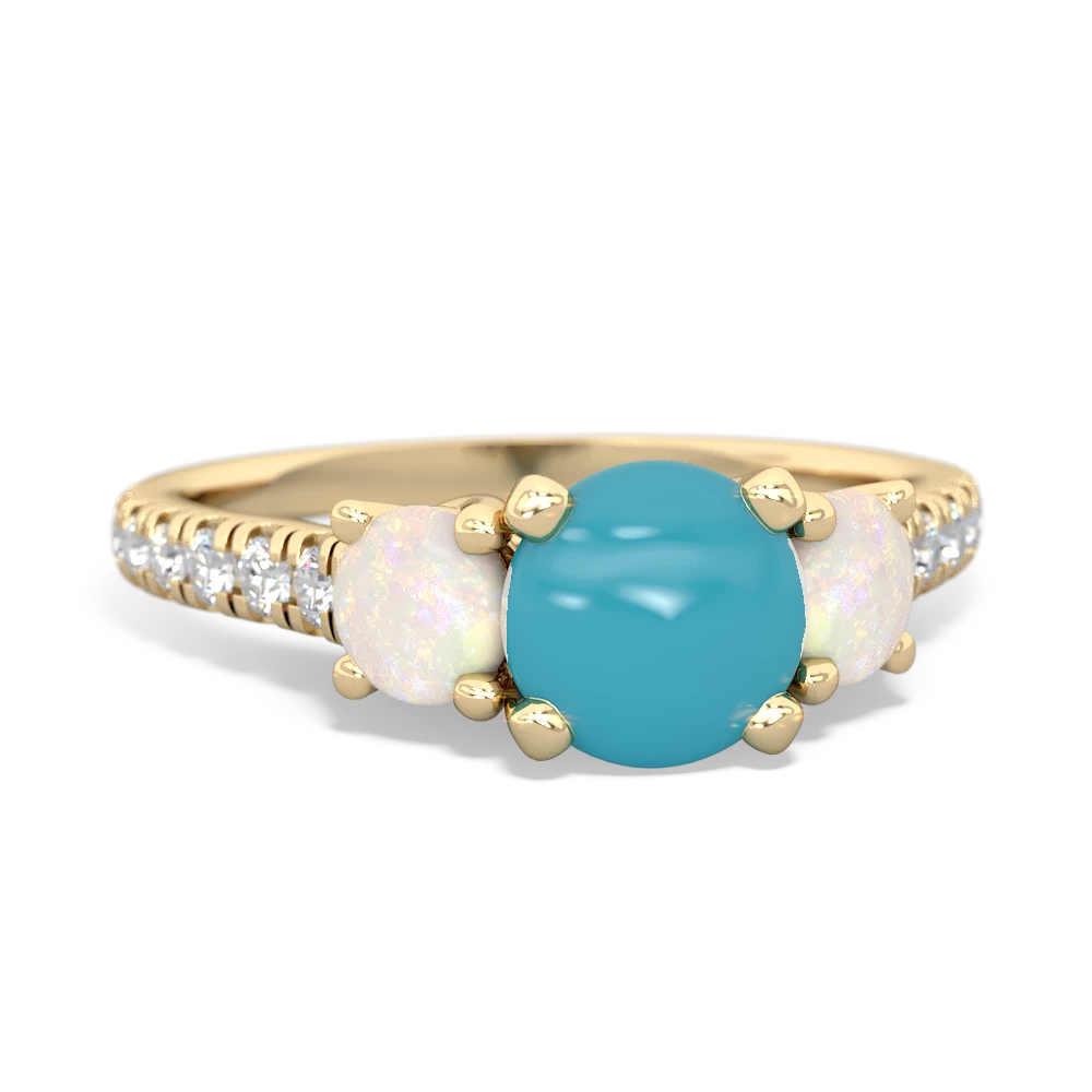 Turquoise Pave Trellis 14K Yellow Gold ring R5500