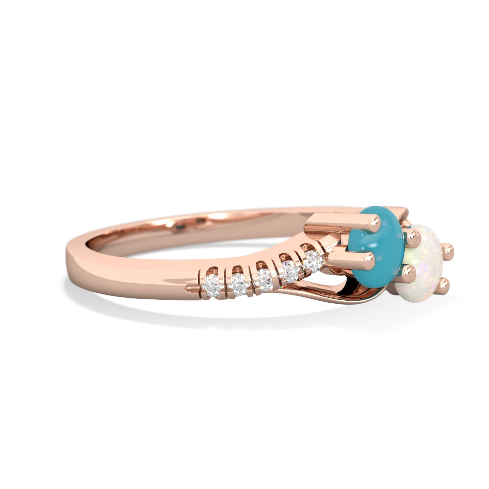 Turquoise Infinity Pave Two Stone 14K Rose Gold ring R5285