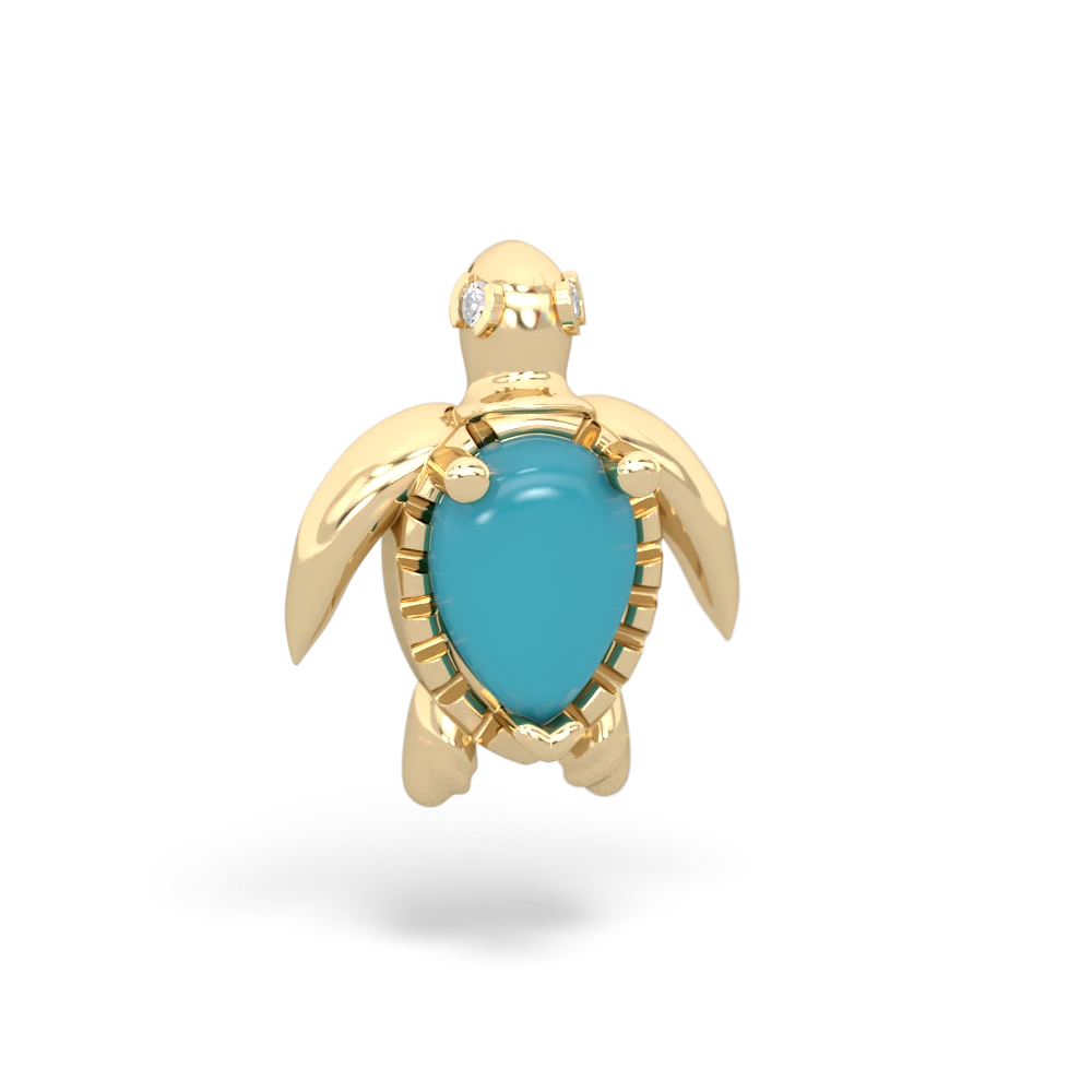 Turquoise Baby Sea Turtle 14K Yellow Gold pendant P5241