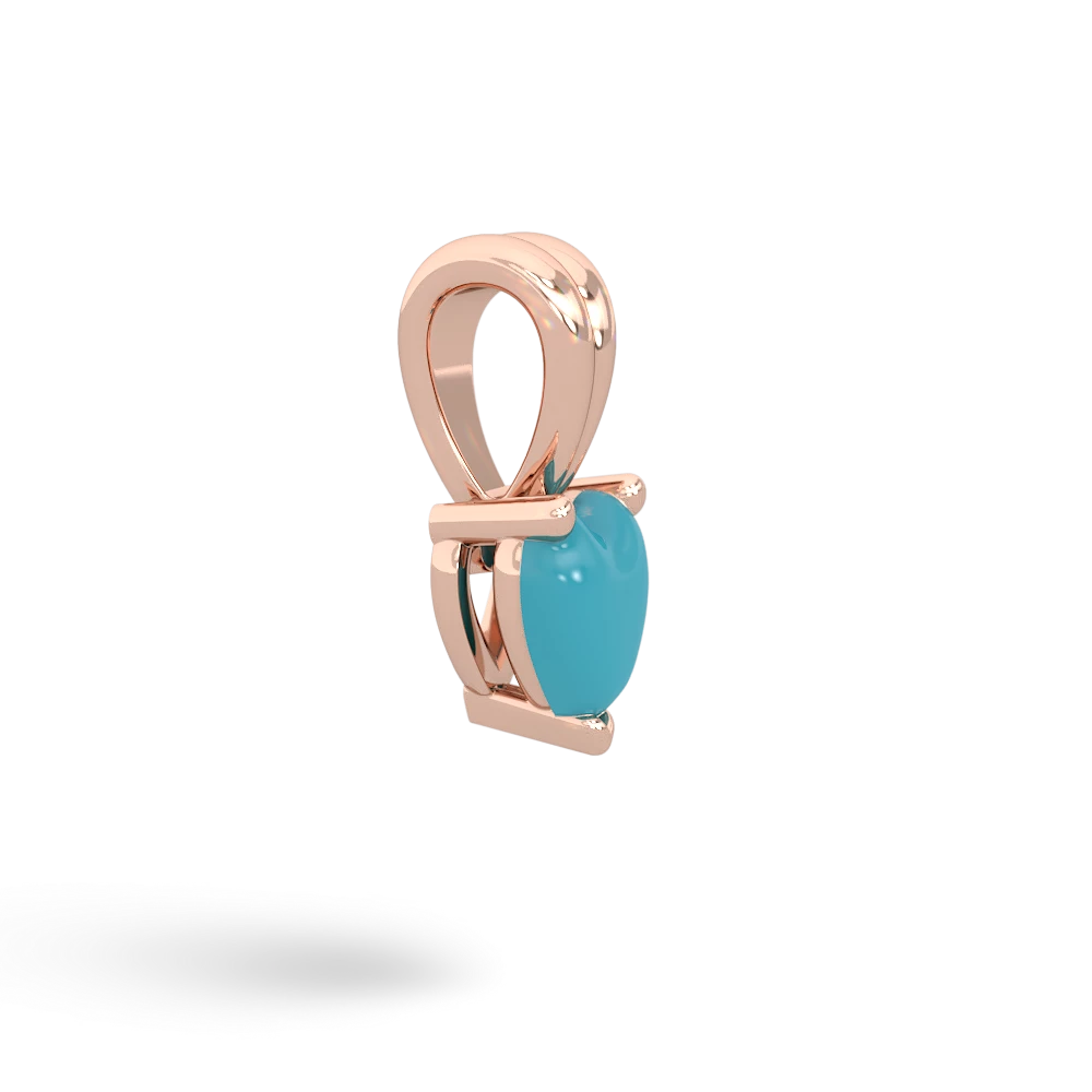 Turquoise 5Mm Heart Solitaire 14K Rose Gold pendant P1861