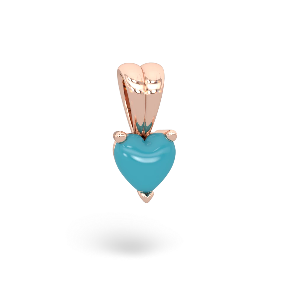 Turquoise 5Mm Heart Solitaire 14K Rose Gold pendant P1861