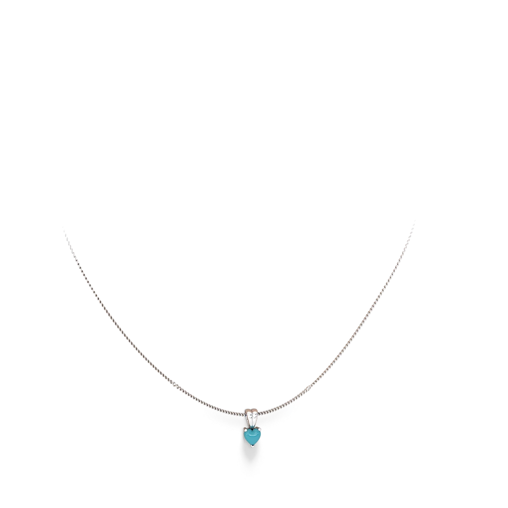 Turquoise 5Mm Heart Solitaire 14K White Gold pendant P1861