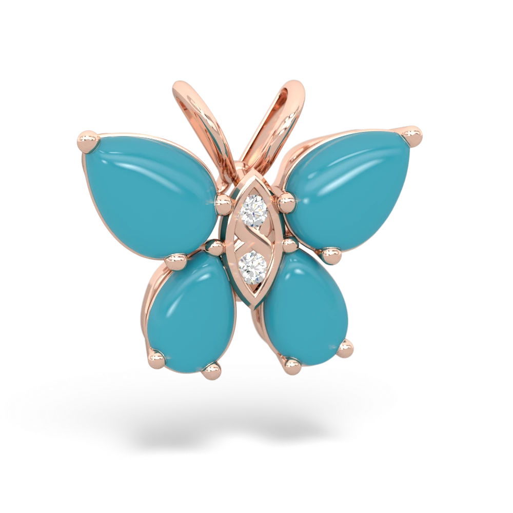 Turquoise Butterfly 14K Rose Gold pendant P2215