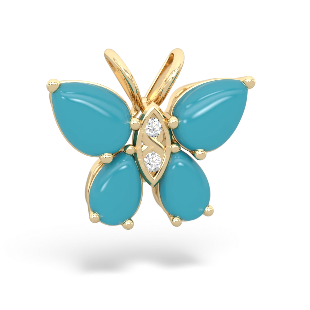 Turquoise Butterfly 14K Yellow Gold pendant P2215