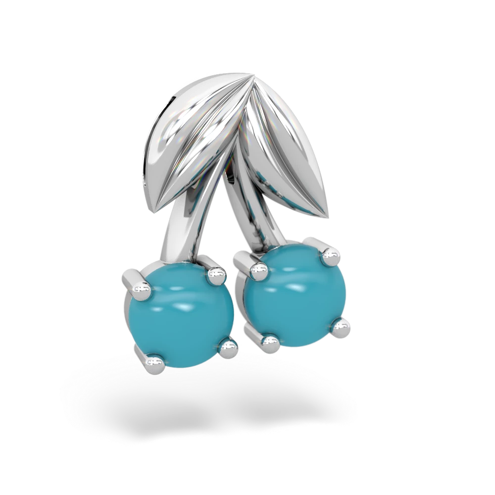 Turquoise Sweet Cherries 14K White Gold pendant P7001