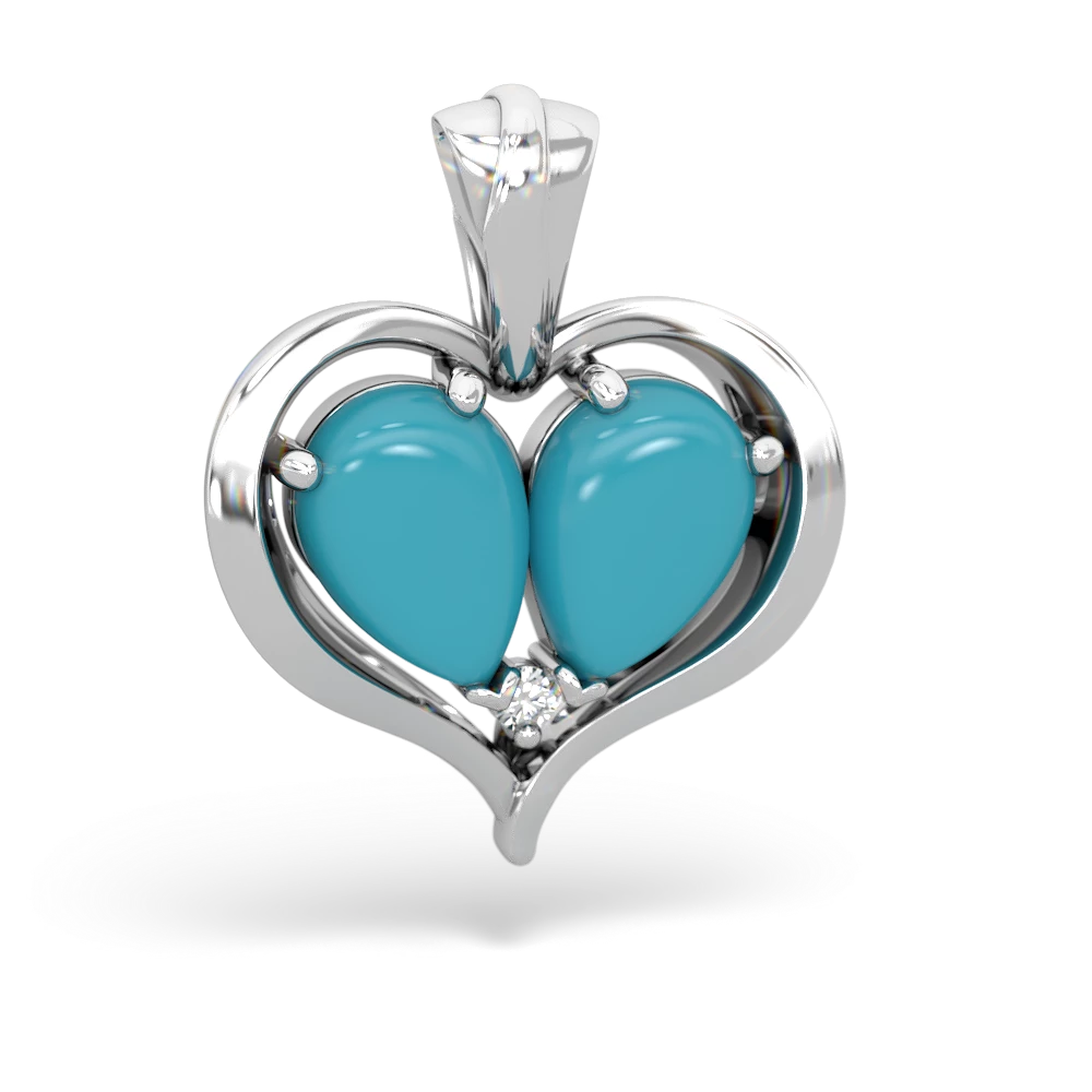 Turquoise Two Become One 14K White Gold pendant P5330