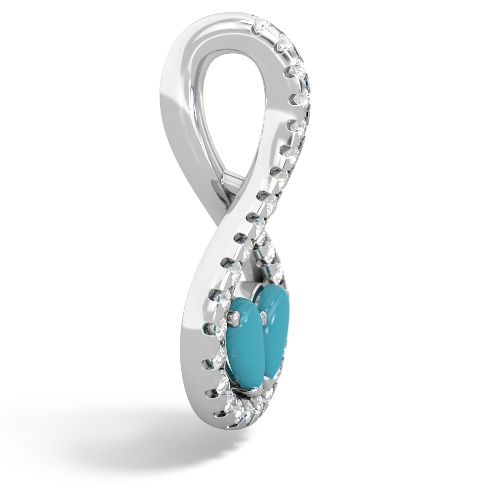 Turquoise Pave Twist 'One Heart' 14K White Gold pendant P5360