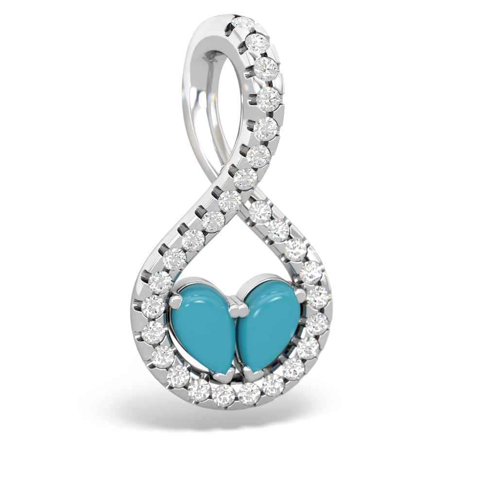 Turquoise Pave Twist 'One Heart' 14K White Gold pendant P5360