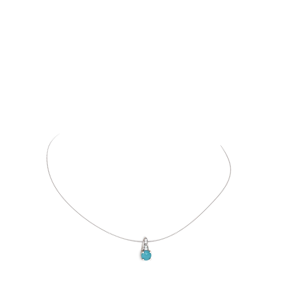 Turquoise Antique Elegance 14K White Gold pendant P3100