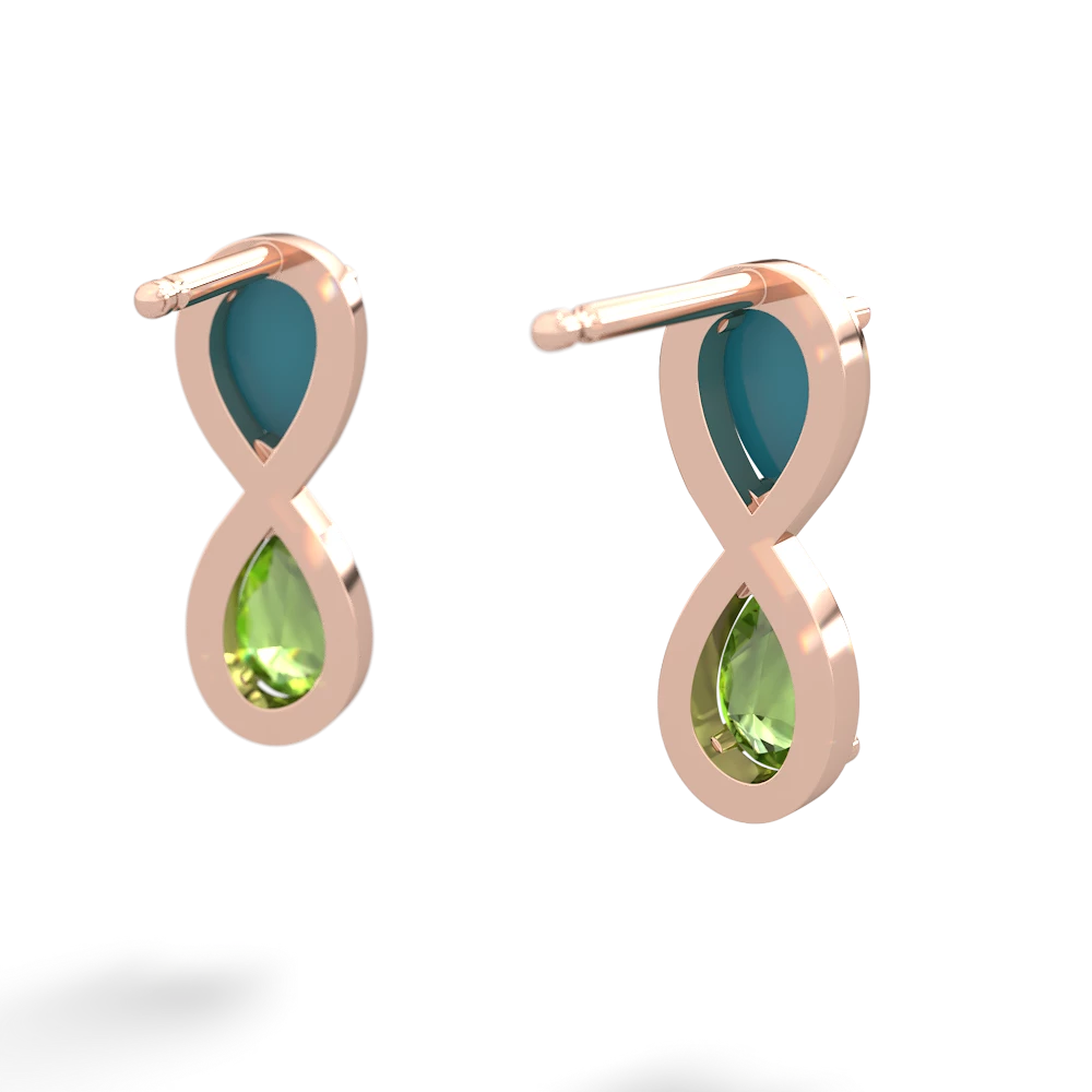 Turquoise Infinity 14K Rose Gold earrings E5050