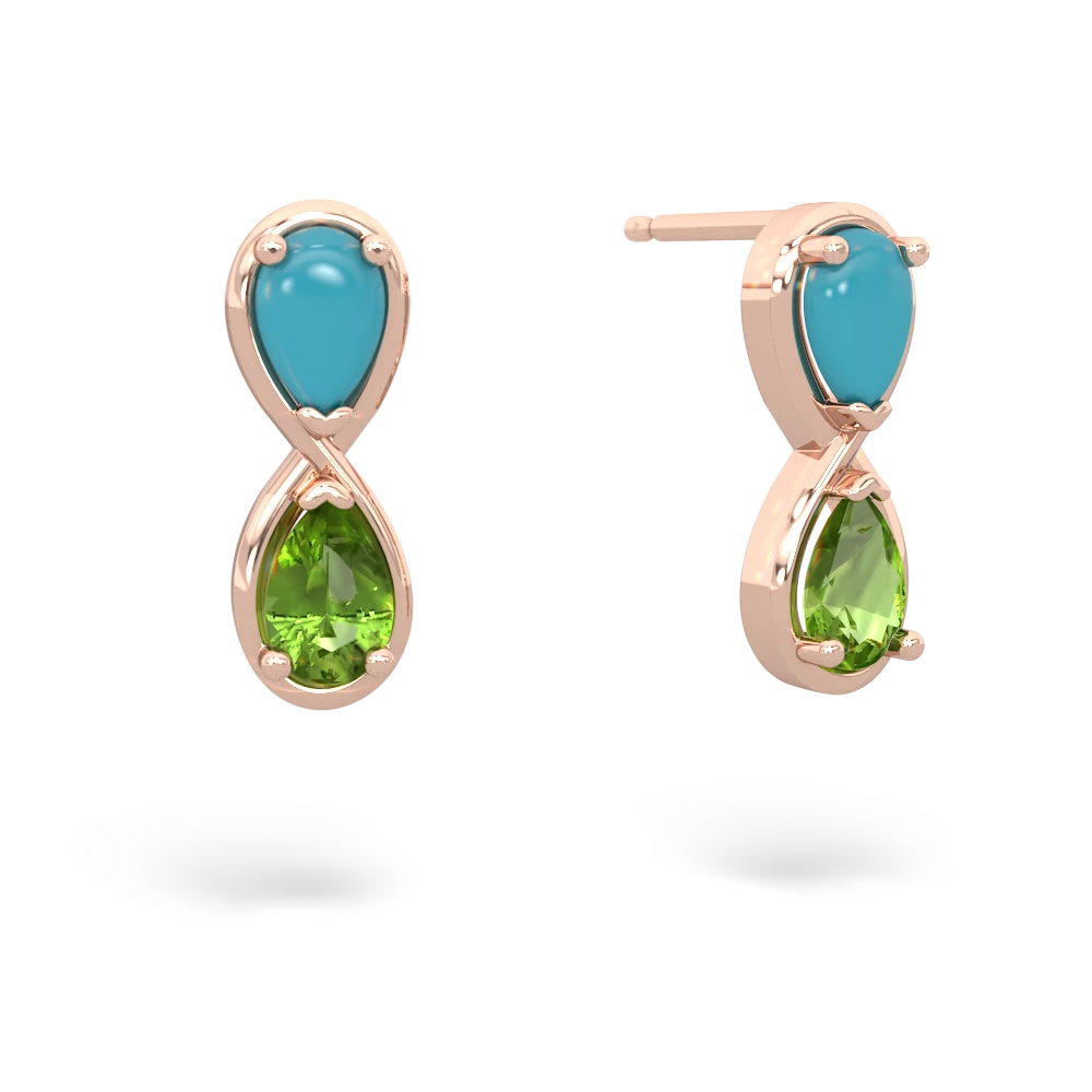 Turquoise Infinity 14K Rose Gold earrings E5050