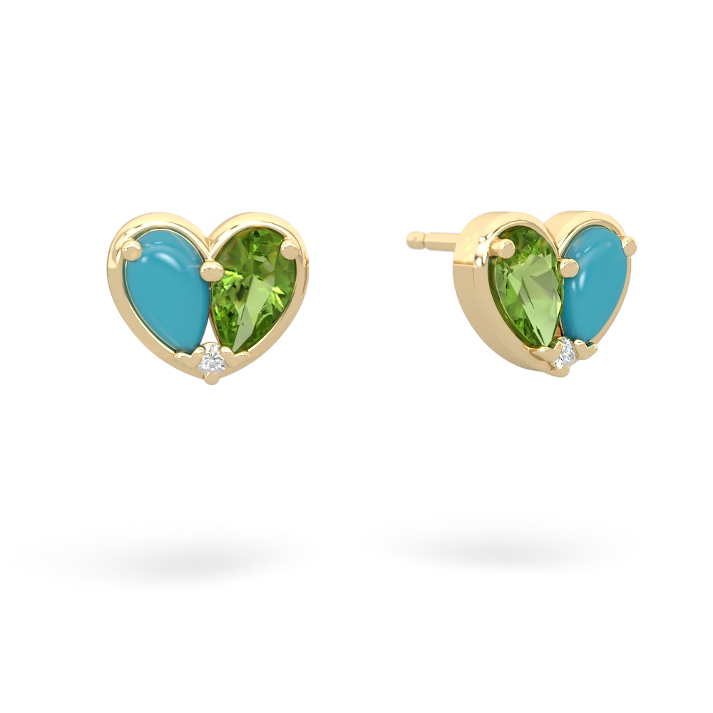 Turquoise 'Our Heart' 14K Yellow Gold earrings E5072