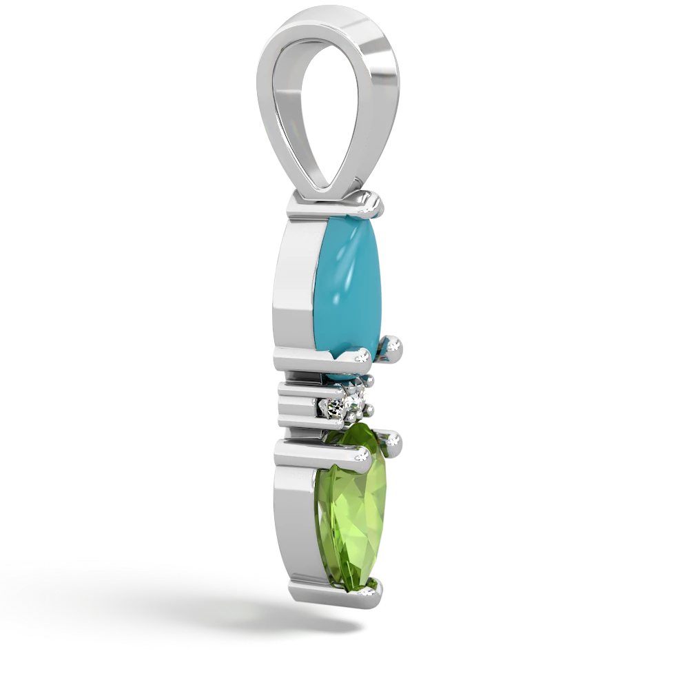 Turquoise Bowtie Drop 14K White Gold pendant P0865