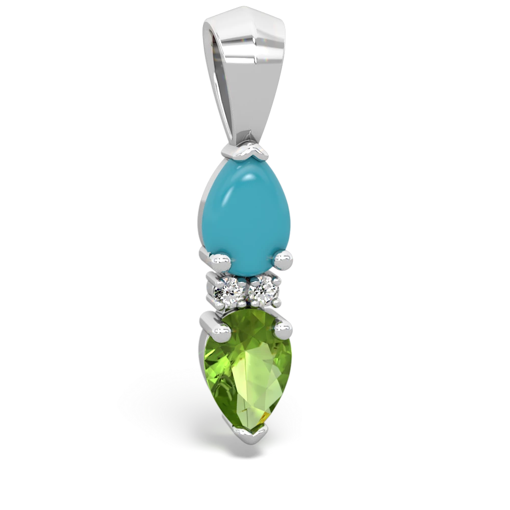 Turquoise Bowtie Drop 14K White Gold pendant P0865