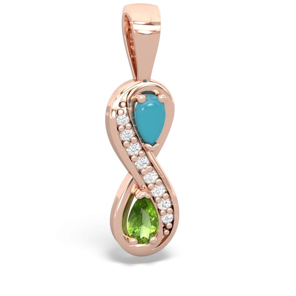 Turquoise Diamond Infinity 14K Rose Gold pendant P5390