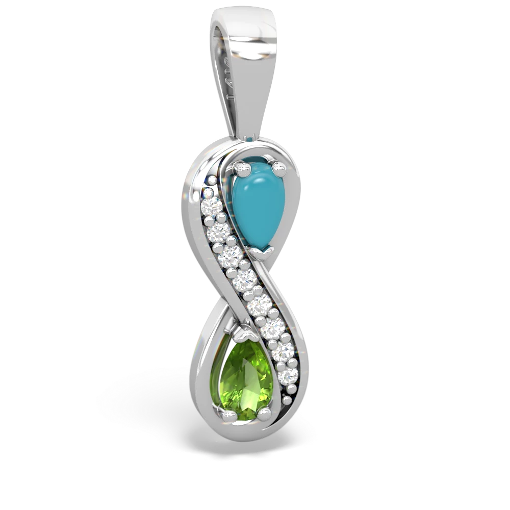 Turquoise Diamond Infinity 14K White Gold pendant P5390