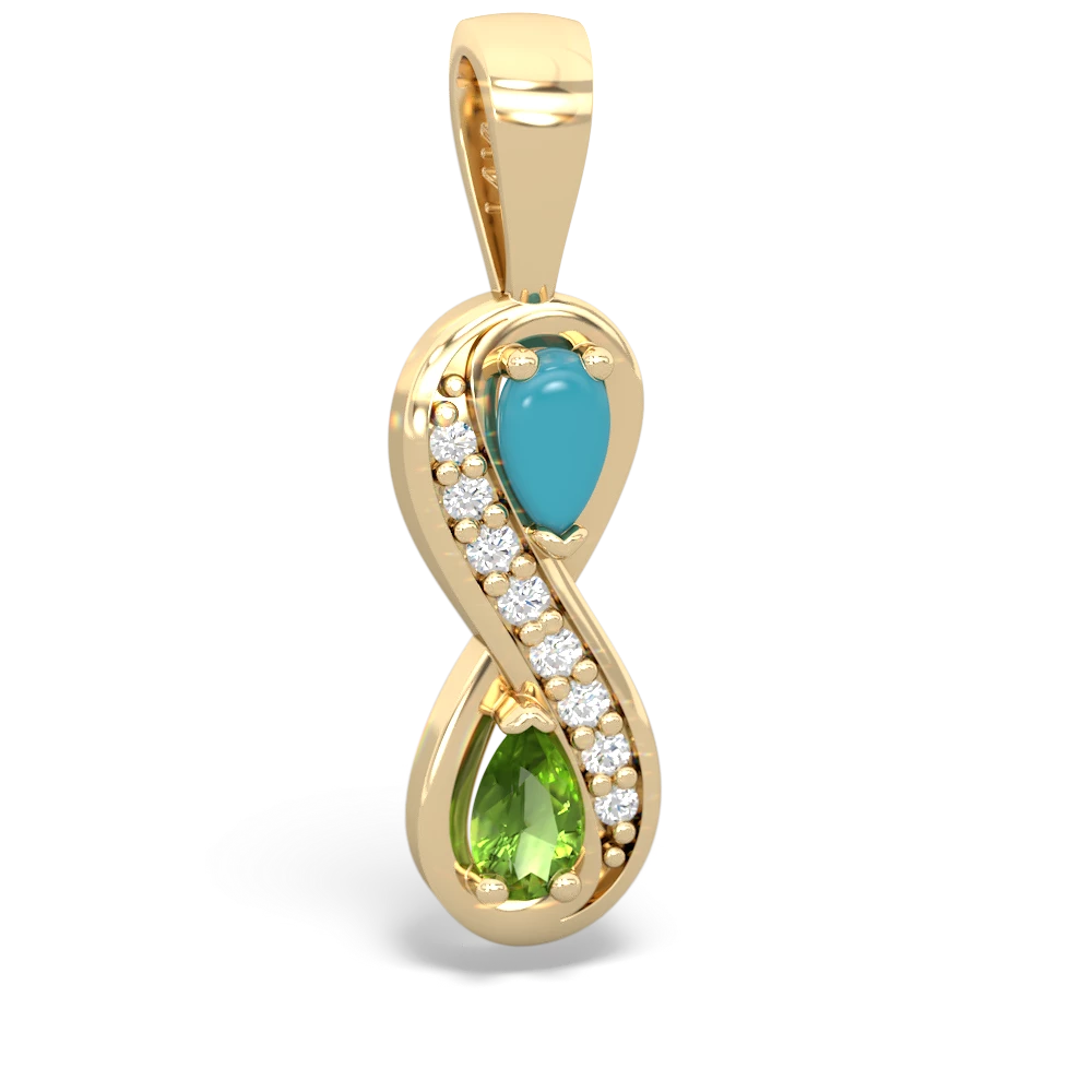 Turquoise Diamond Infinity 14K Yellow Gold pendant P5390