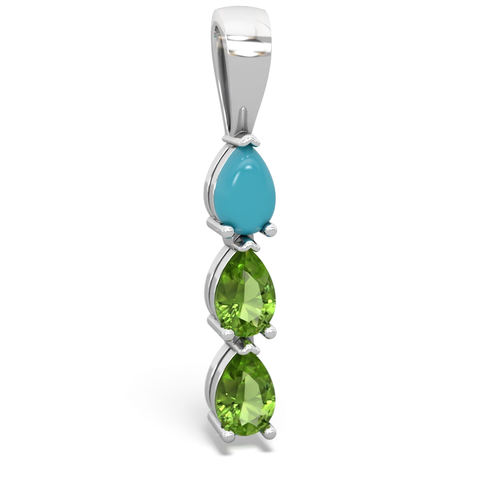 Turquoise Dew Drops 14K White Gold pendant P2251