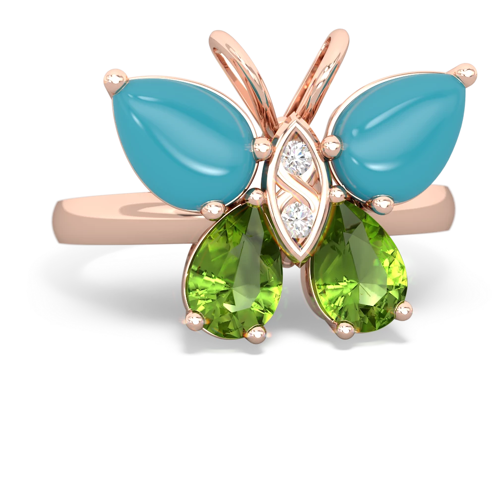 Turquoise Butterfly 14K Rose Gold ring R2215