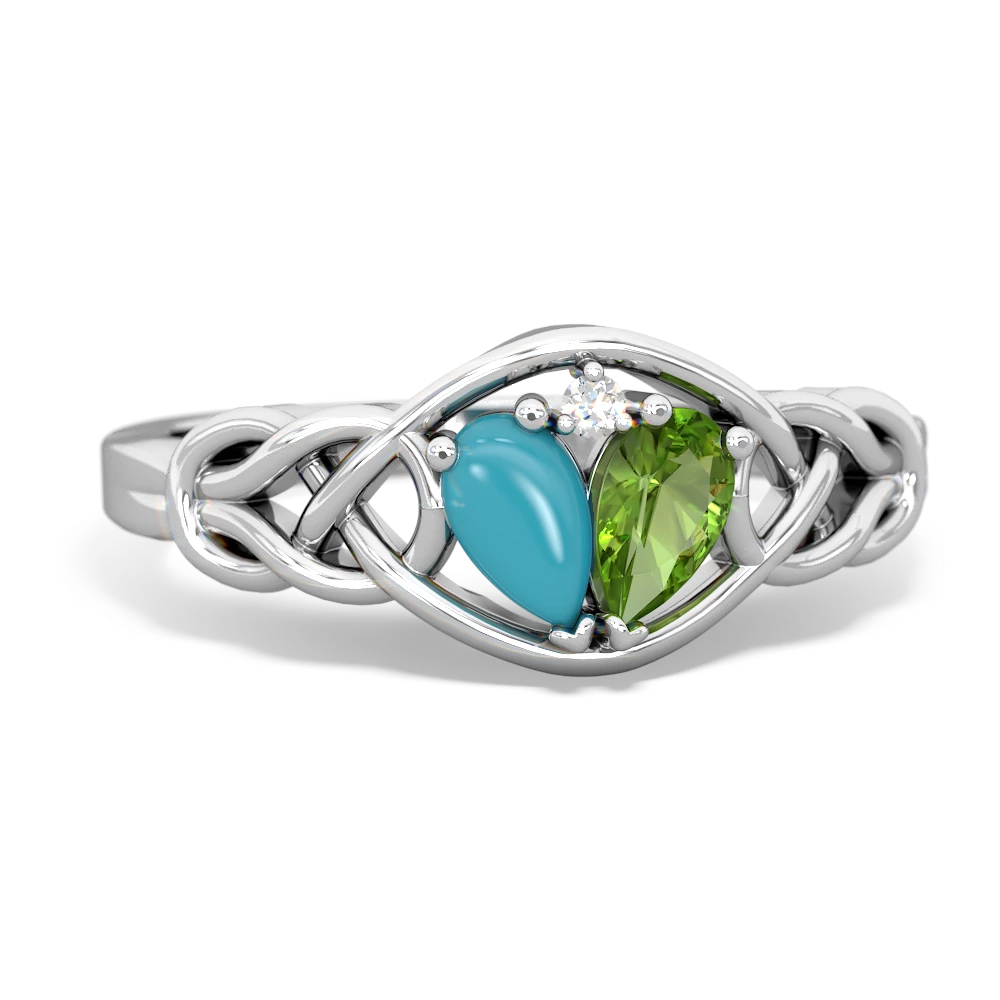 Turquoise Celtic Love Knot 14K White Gold ring R5420