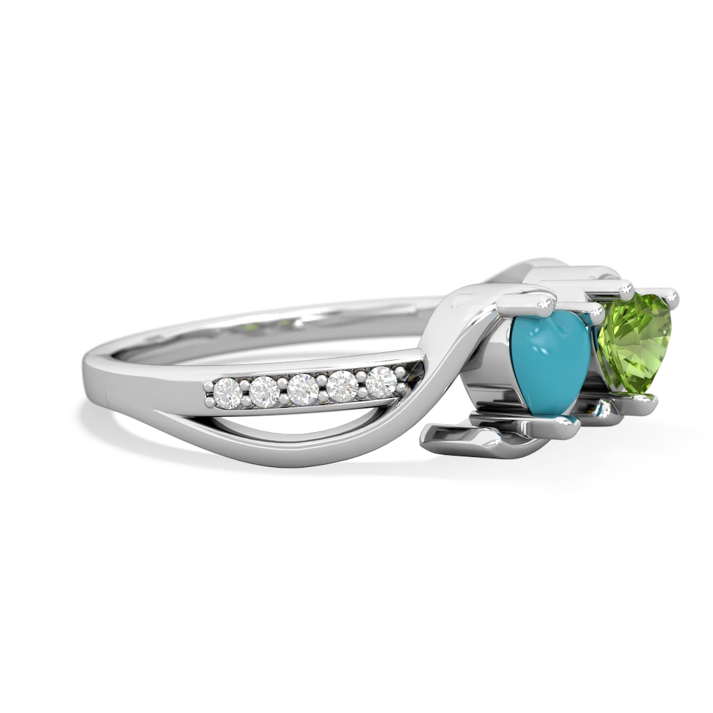 Turquoise Side By Side 14K White Gold ring R3090