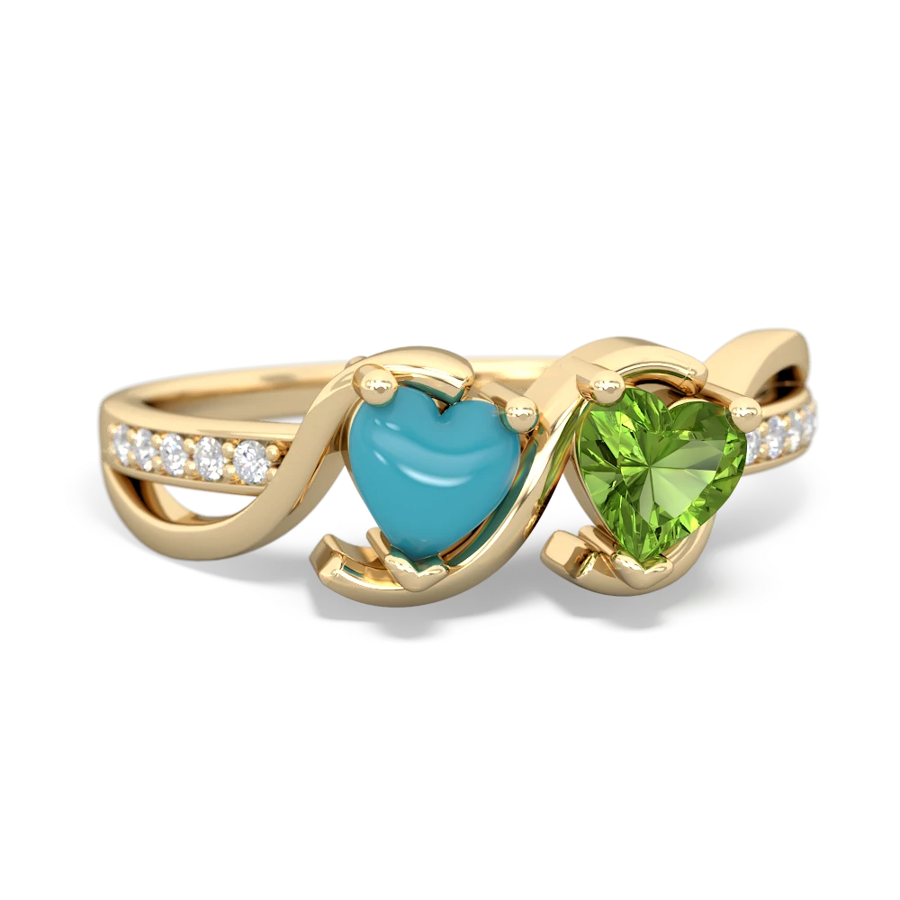 Turquoise Side By Side 14K Yellow Gold ring R3090