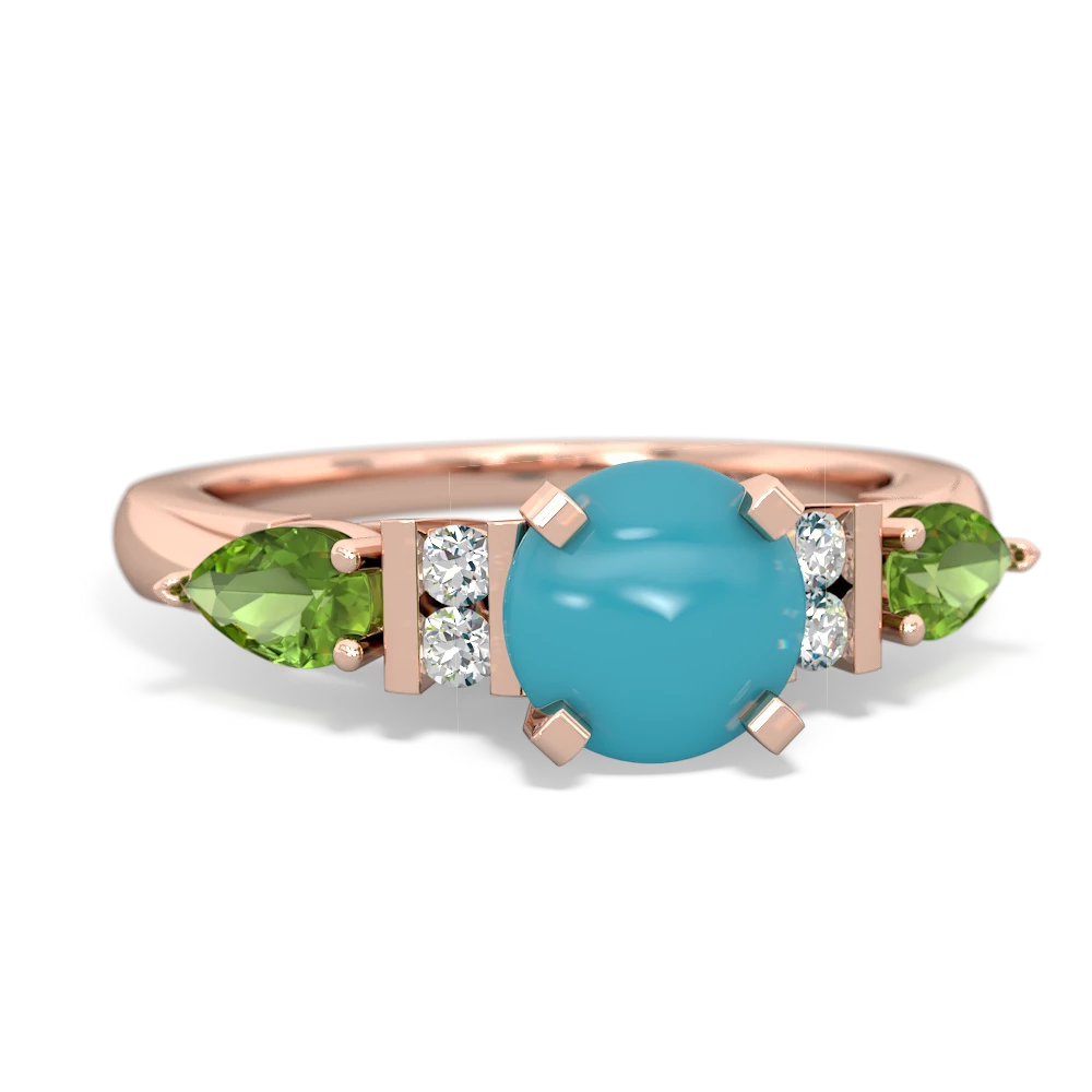 Turquoise 6Mm Round Eternal Embrace Engagement 14K Rose Gold ring R2005