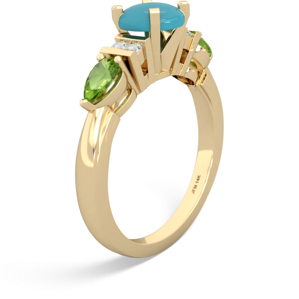 Turquoise 6Mm Round Eternal Embrace Engagement 14K Yellow Gold ring R2005