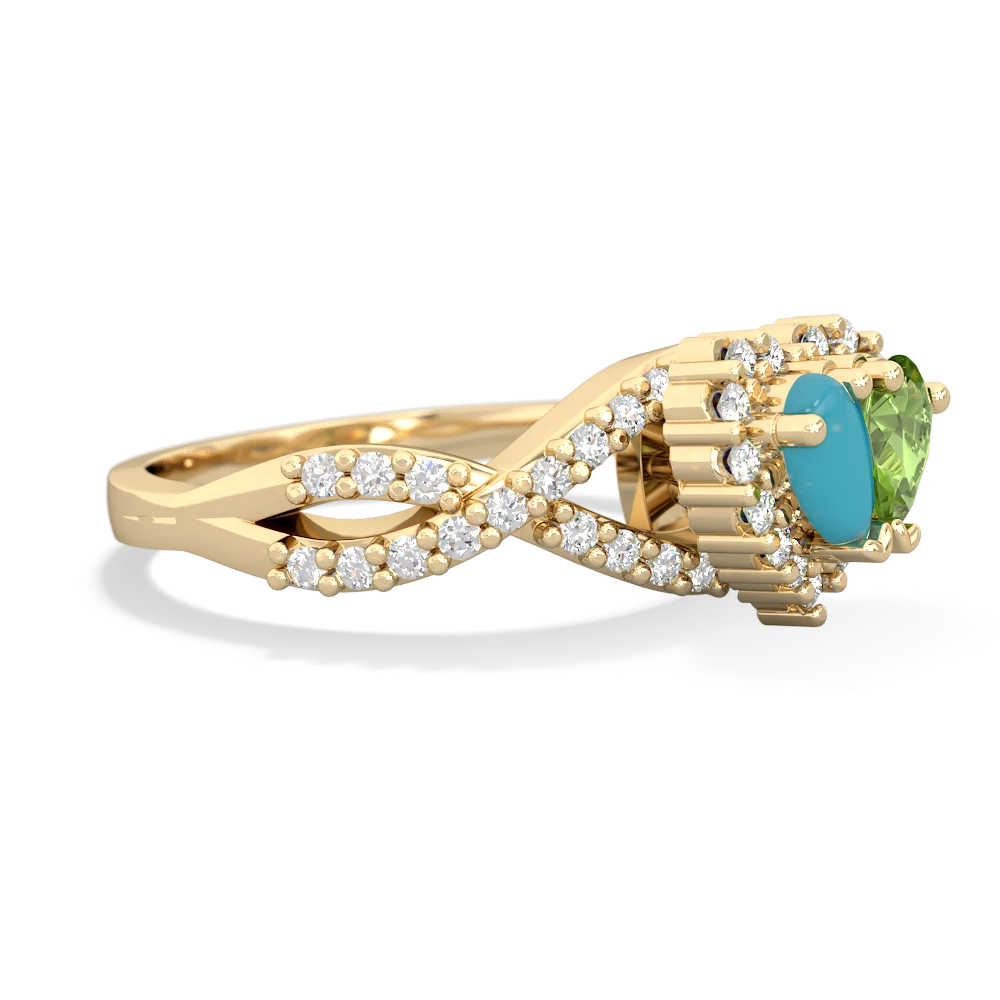 Turquoise Diamond Twist 'One Heart' 14K Yellow Gold ring R2640HRT