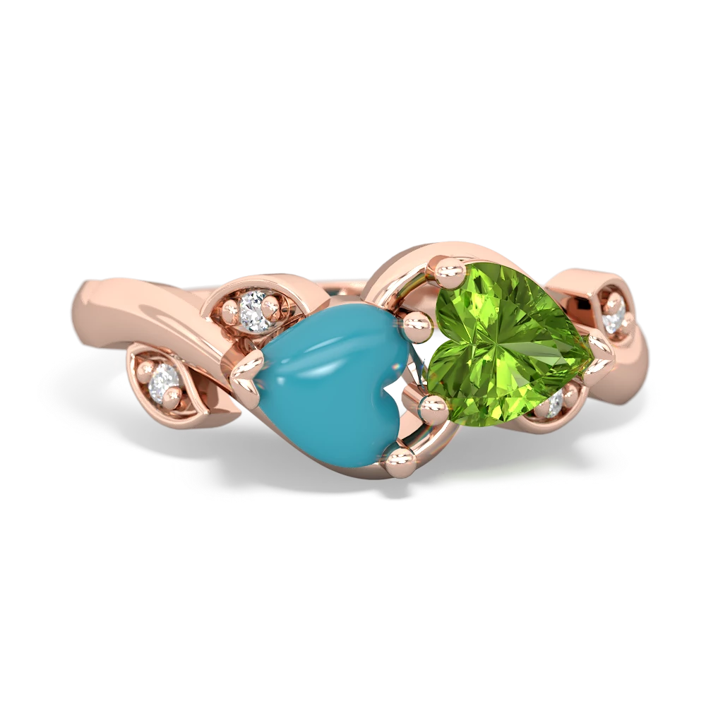 Turquoise Floral Elegance 14K Rose Gold ring R5790