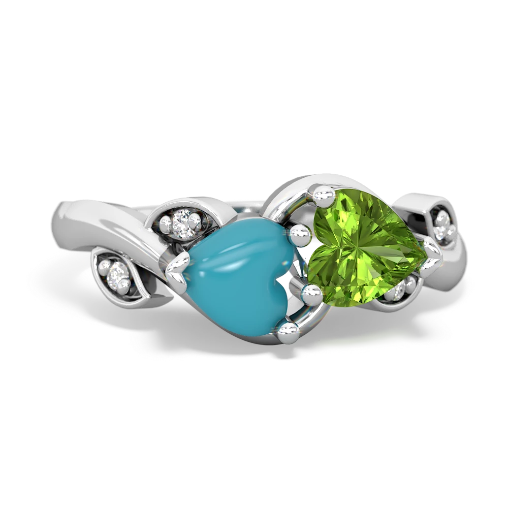 Turquoise Floral Elegance 14K White Gold ring R5790