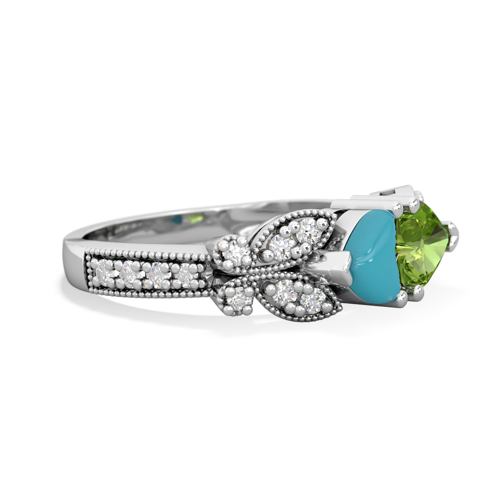 Turquoise Diamond Butterflies 14K White Gold ring R5601