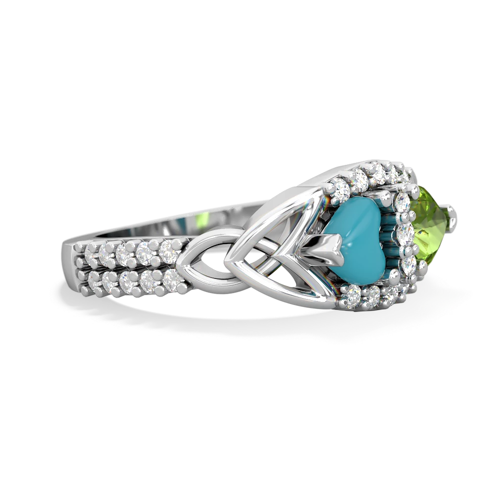 Turquoise Sparkling Celtic Knot 14K White Gold ring R2645