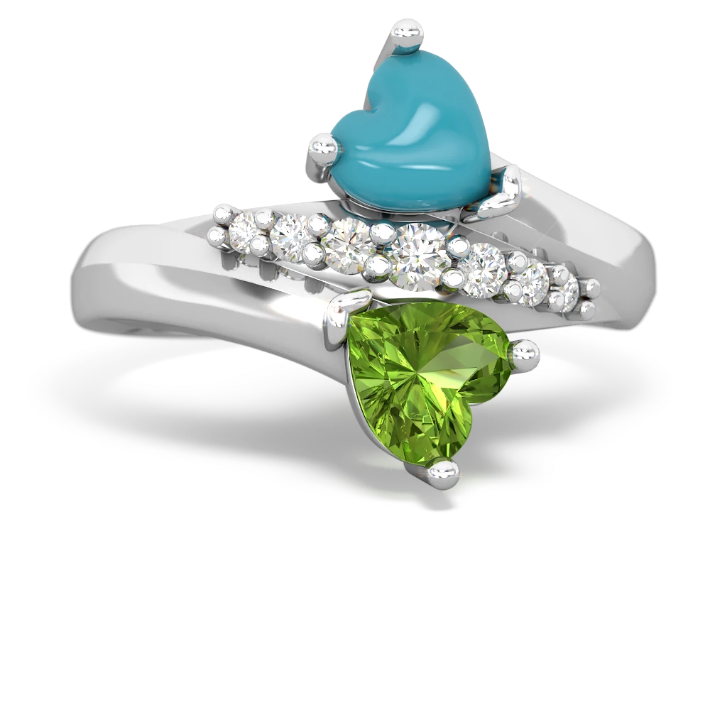 Turquoise Heart To Heart 14K White Gold ring R2064