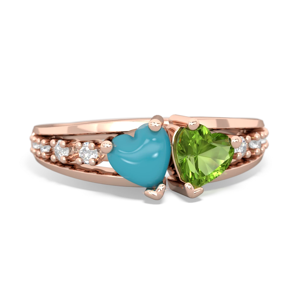 Turquoise Heart To Heart 14K Rose Gold ring R3342