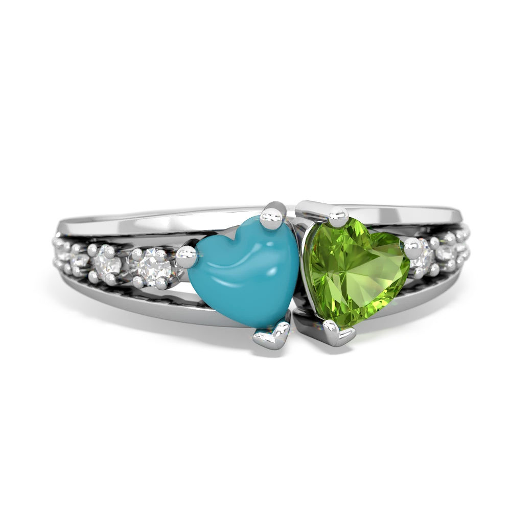 Turquoise Heart To Heart 14K White Gold ring R3342