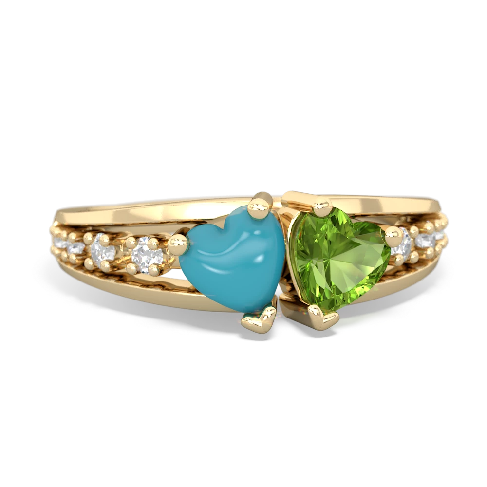 Turquoise Heart To Heart 14K Yellow Gold ring R3342