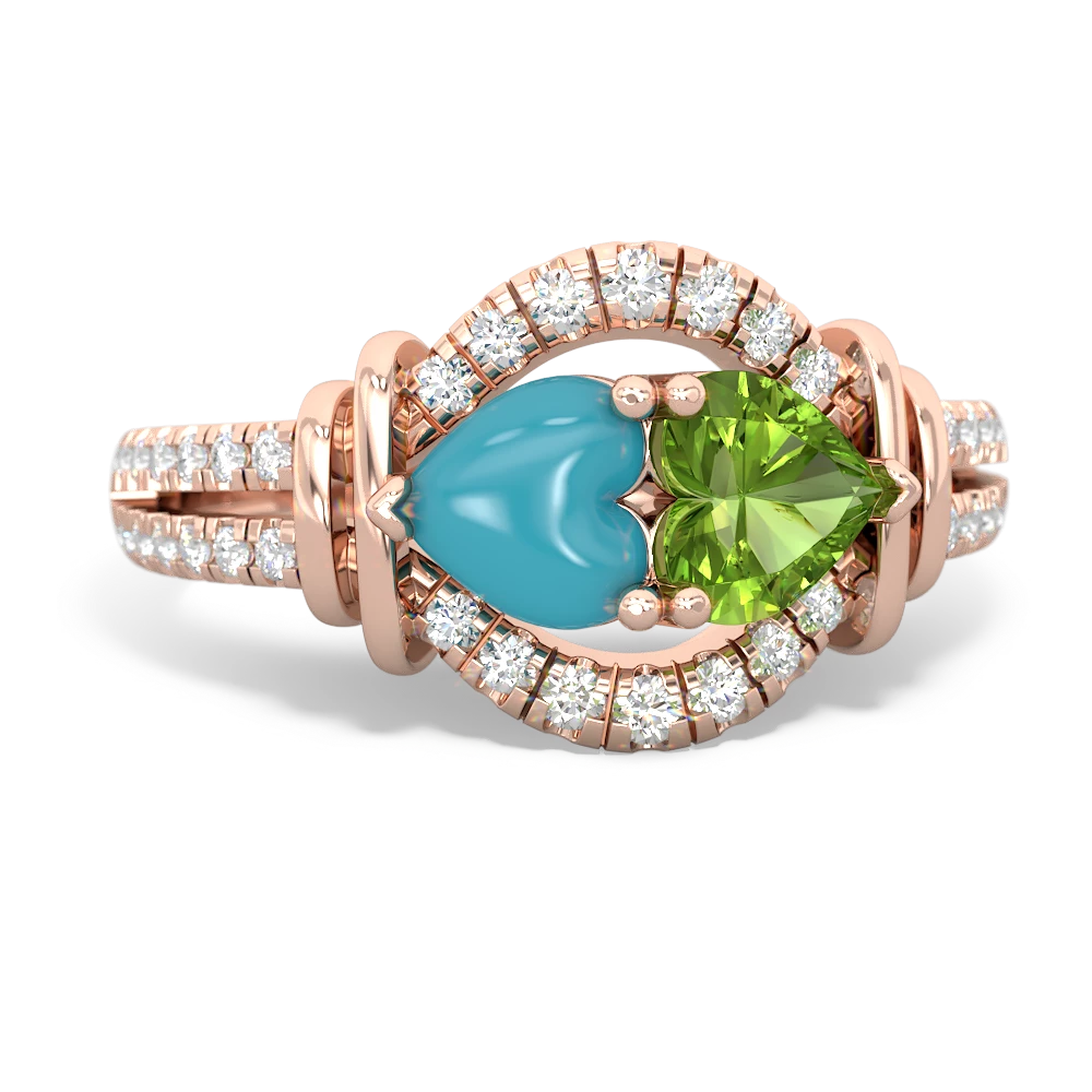 Turquoise Art-Deco Keepsake 14K Rose Gold ring R5630