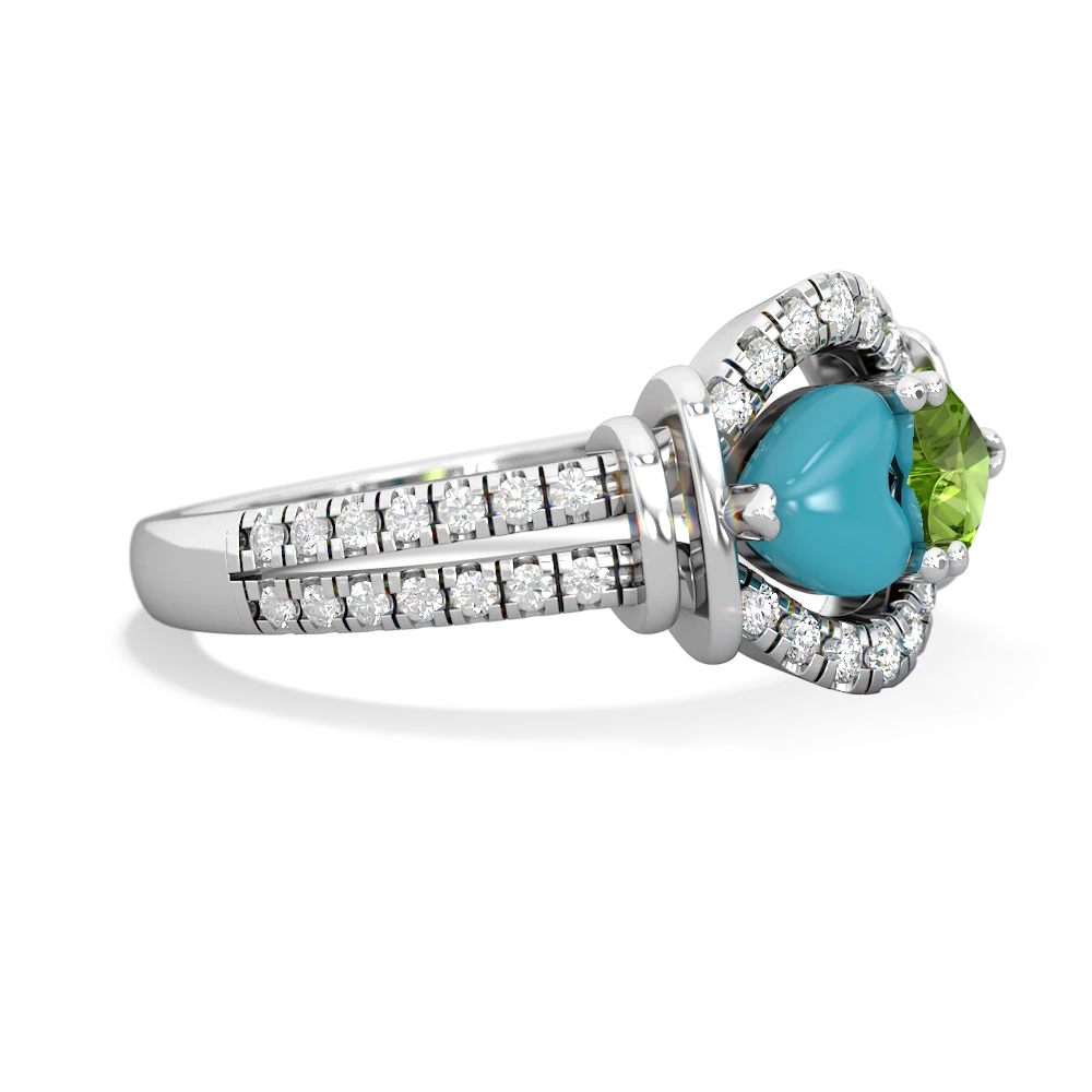 Turquoise Art-Deco Keepsake 14K White Gold ring R5630