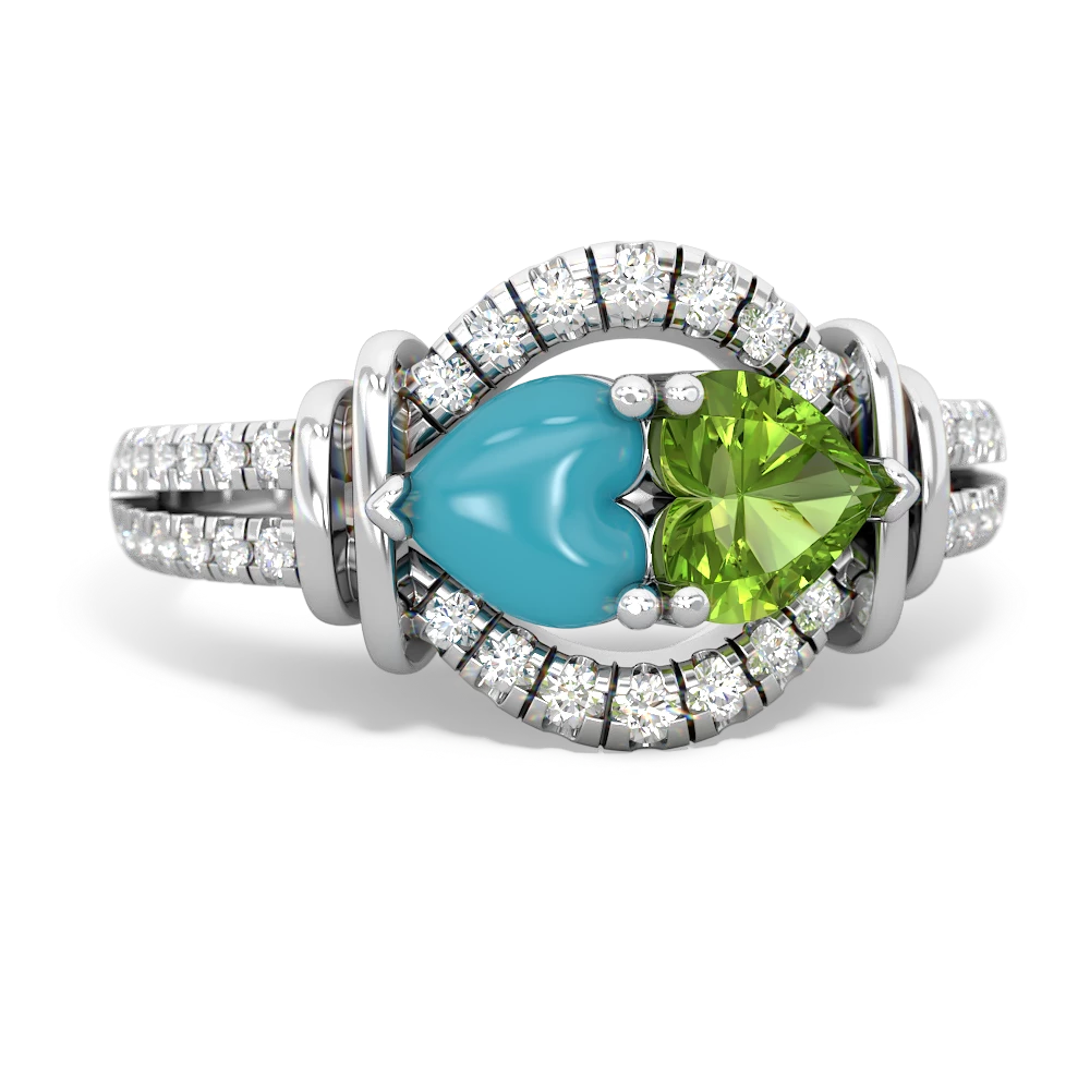 Turquoise Art-Deco Keepsake 14K White Gold ring R5630