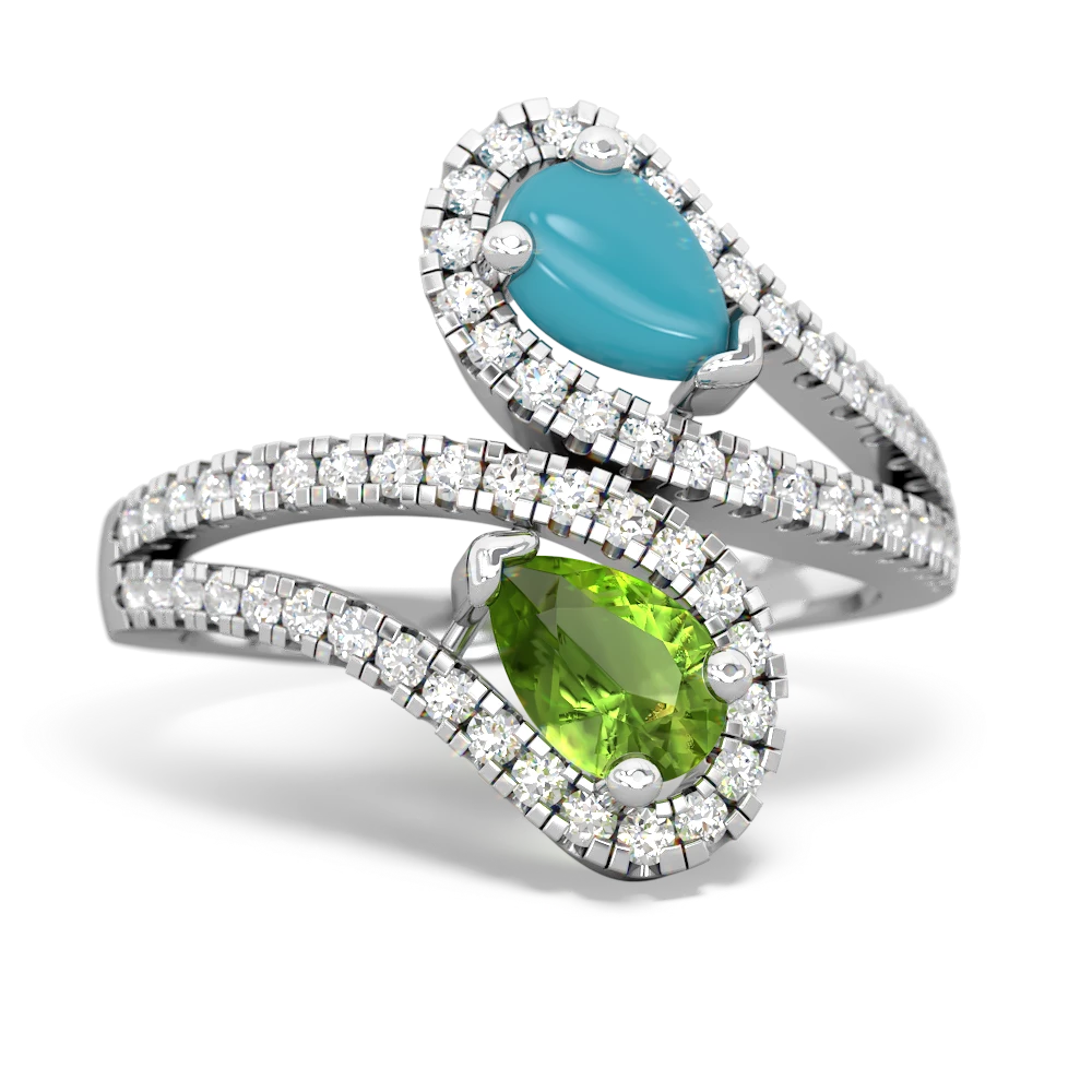 Turquoise Diamond Dazzler 14K White Gold ring R3000