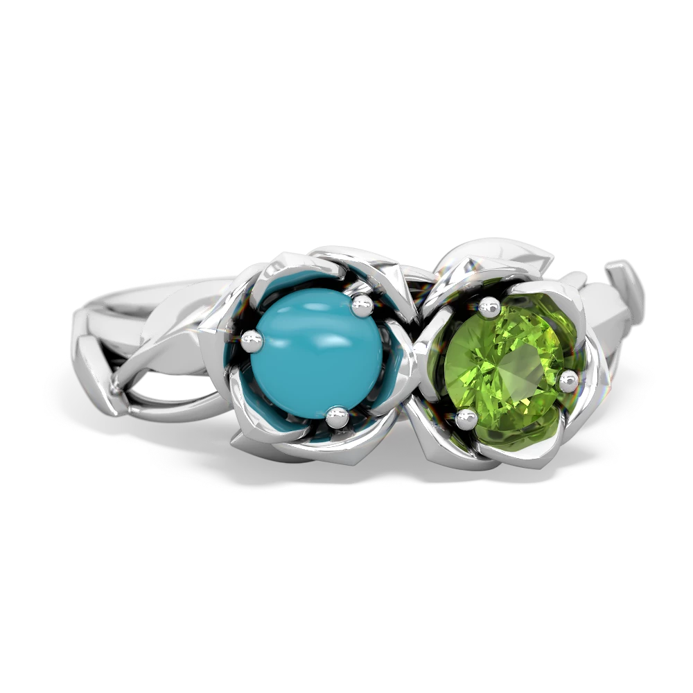 Turquoise Rose Garden 14K White Gold ring R5510