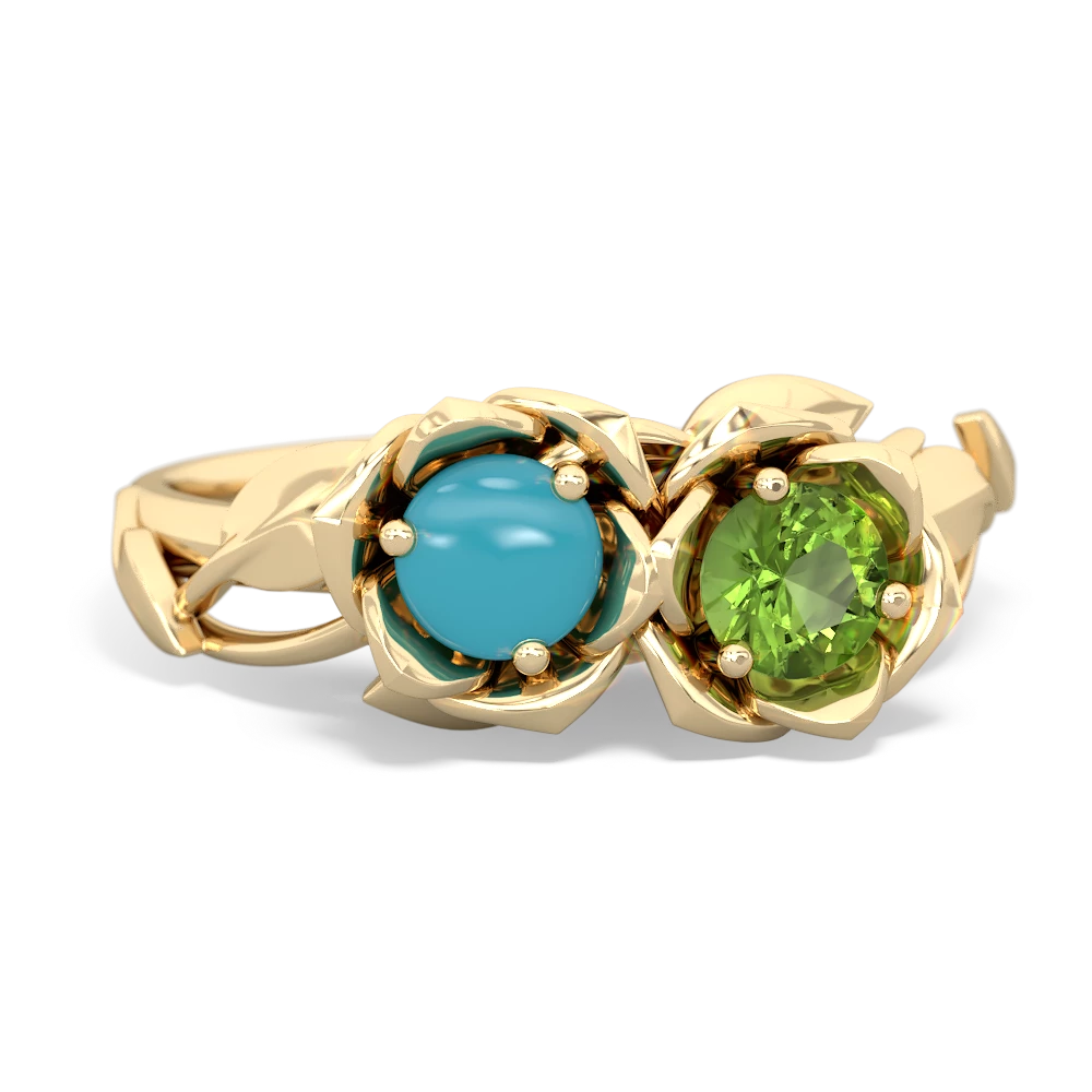 Turquoise Rose Garden 14K Yellow Gold ring R5510