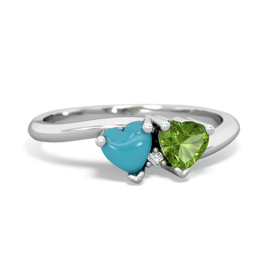 Turquoise Sweethearts 14K White Gold ring R5260