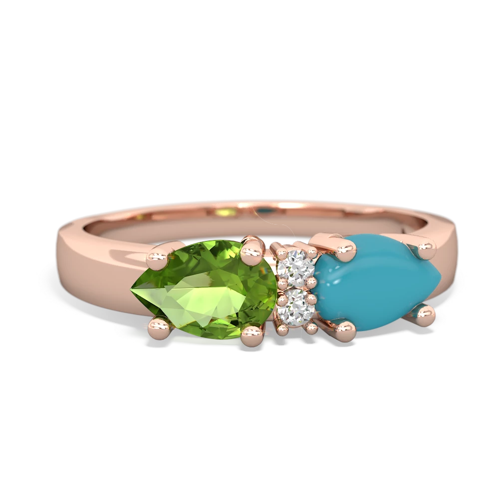 Turquoise Pear Bowtie 14K Rose Gold ring R0865