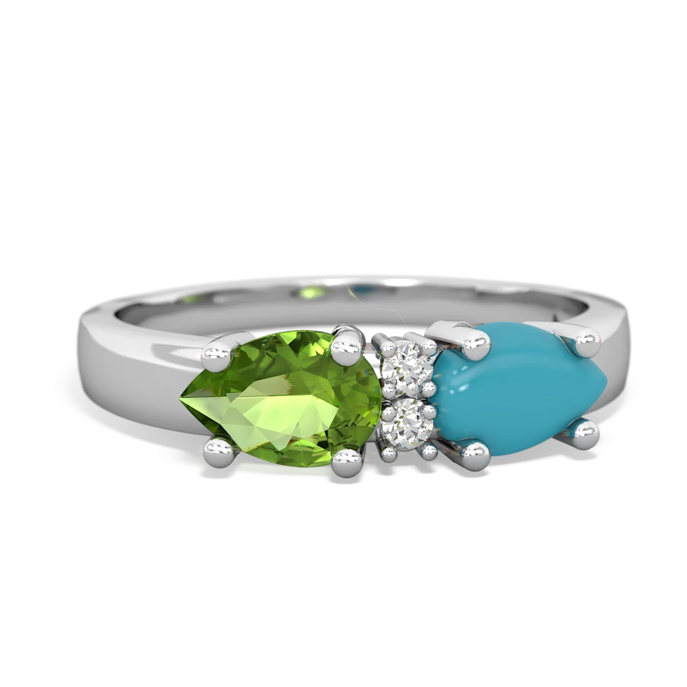 Turquoise Pear Bowtie 14K White Gold ring R0865