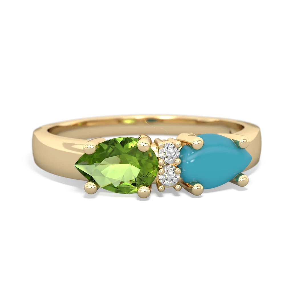 Turquoise Pear Bowtie 14K Yellow Gold ring R0865