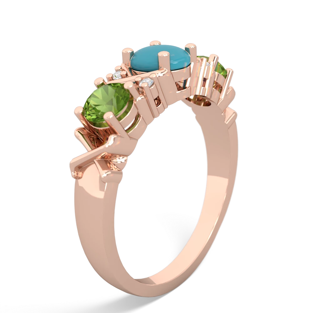 Turquoise Hugs And Kisses 14K Rose Gold ring R5016