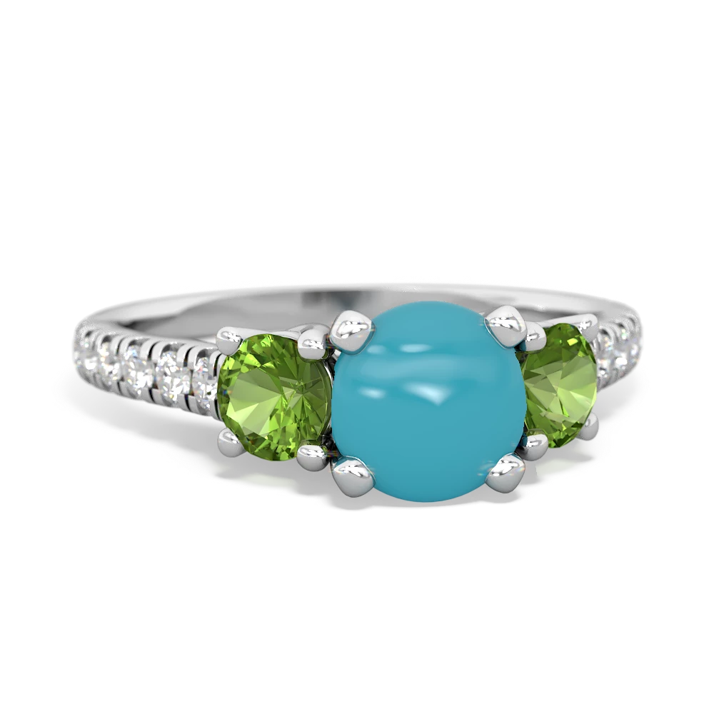 Turquoise Pave Trellis 14K White Gold ring R5500