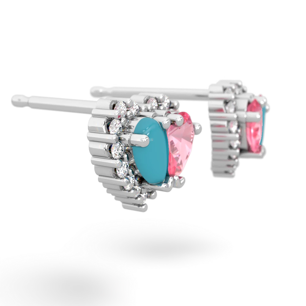 Turquoise Halo 14K White Gold earrings E7008